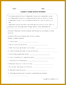 plex or Simple Sentences Worksheet 283219