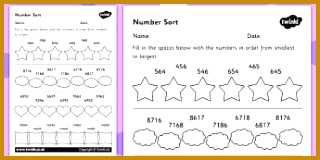Place Value Number Sorting Activity Sheet 320160
