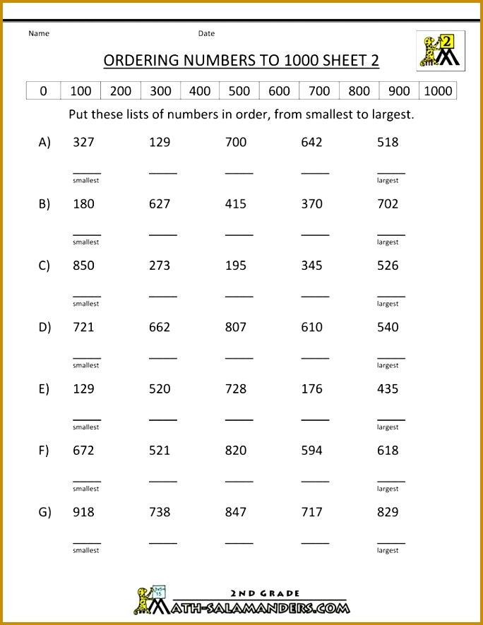 place value worksheets ordering numbers to 1000 2 885684