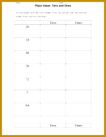 Place Value worksheet for practicing tens and ones Students draw base ten blocks and write 283219