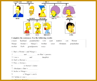 This worksheet has The Simpsons family tree which is helpful to create sentences using possessive nouns This worksheet is really easy to undestand and for 260312