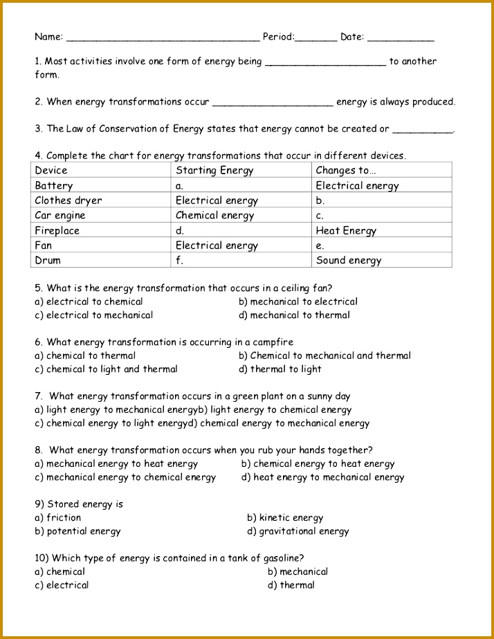 Energy Worksheets Middle School Worksheets for all Download and Worksheets 714924