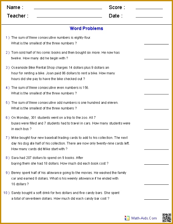 Two Step Equation Word Problems Worksheets 736569