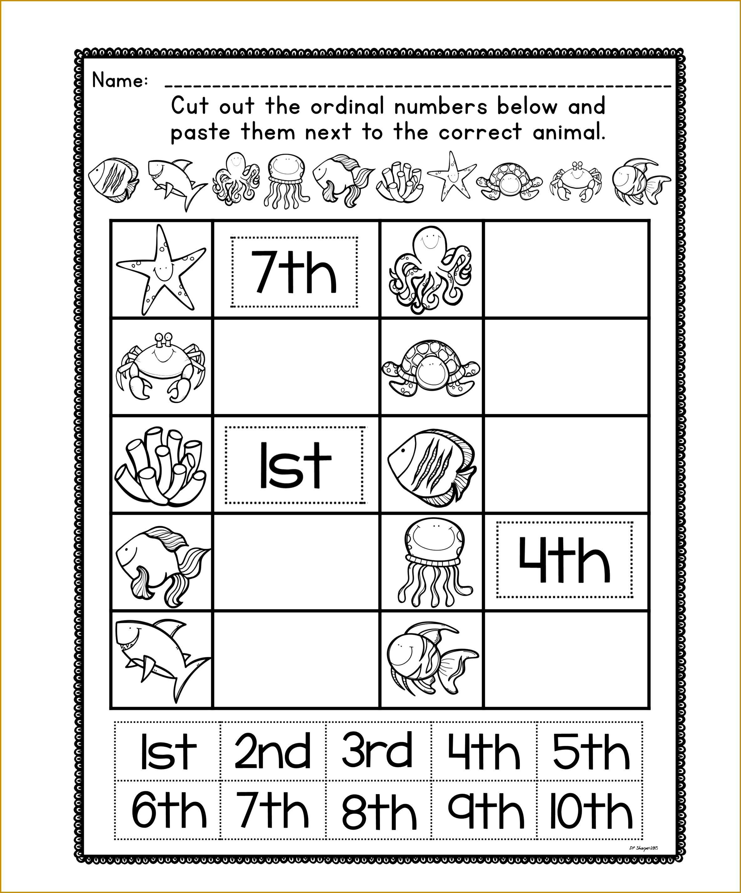 Ordinal Numbers Worksheet Preschool
