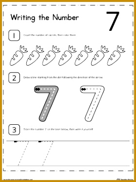 FREE Learn to Count and Write Number 7 Worksheet Teach your 372279