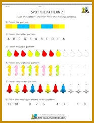 Spot the Pattern 5 kindergarten math worksheet School Work for Morgan and Michael Pinterest 242186