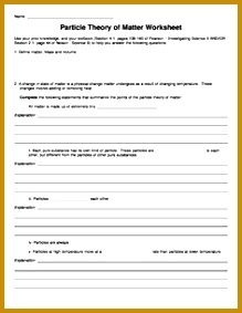 Particle Theory of Matter Worksheet October 19 2017 283219