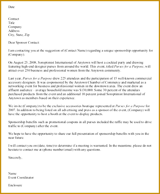 Sample Business Sponsorship Proposal Letter 678558