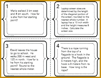 Pythagorean Theorem Word Problems Task Cards 250325
