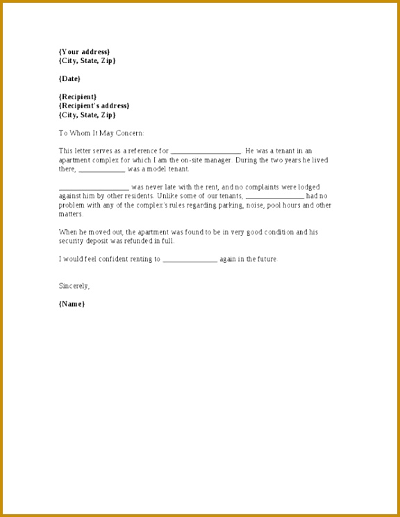 52 Rental reference letter functional Rental Reference Letter Accurate Portrait Employer For Landlord Cover Templates My 745576