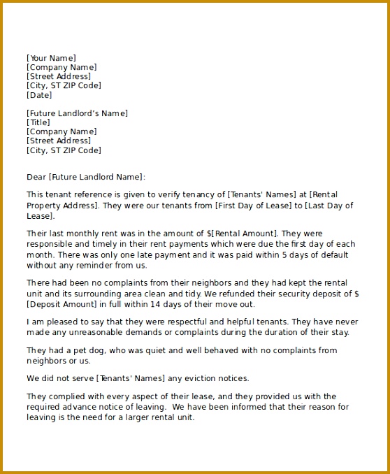 Reference Letter Rental From Neighbor 678558