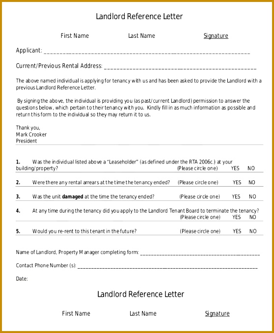 Sample Reference Letter of Landlord in PDF 678558