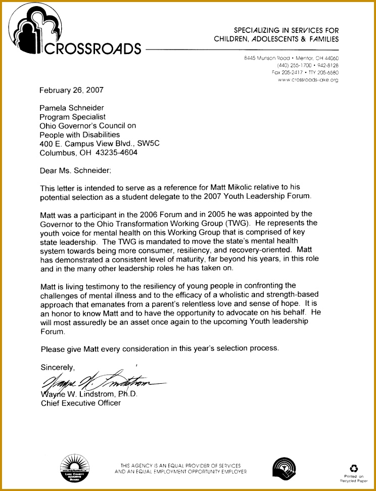 standard letter of re mendation format 744971