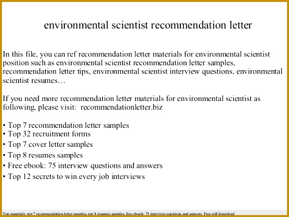 environmental scientist re mendation letter In this file you can ref re mendation letter materials for environmental Re mendation letter sample 445593