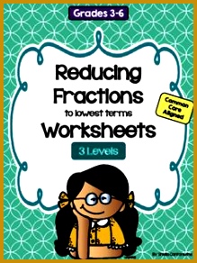 Reducing Fractions to Lowest Terms Worksheets 3 Levels from 3 Level Math on TeachersNotebook 292219