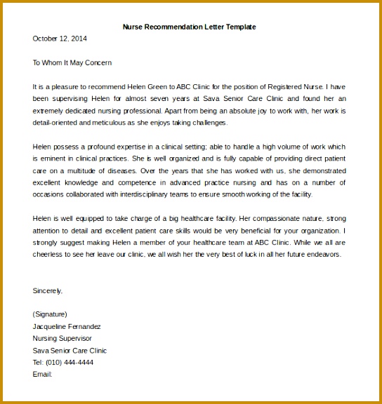 Re mendation Letter Templates Free Sample Example Format 576544