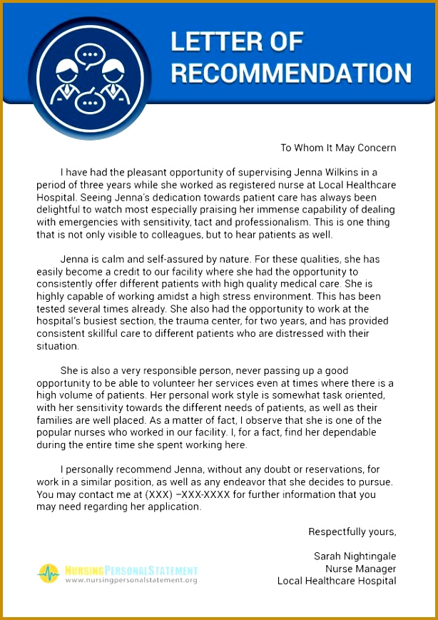 Here is a nice example of nursing letter of re mendation sample sample academic re mendation letter 869614