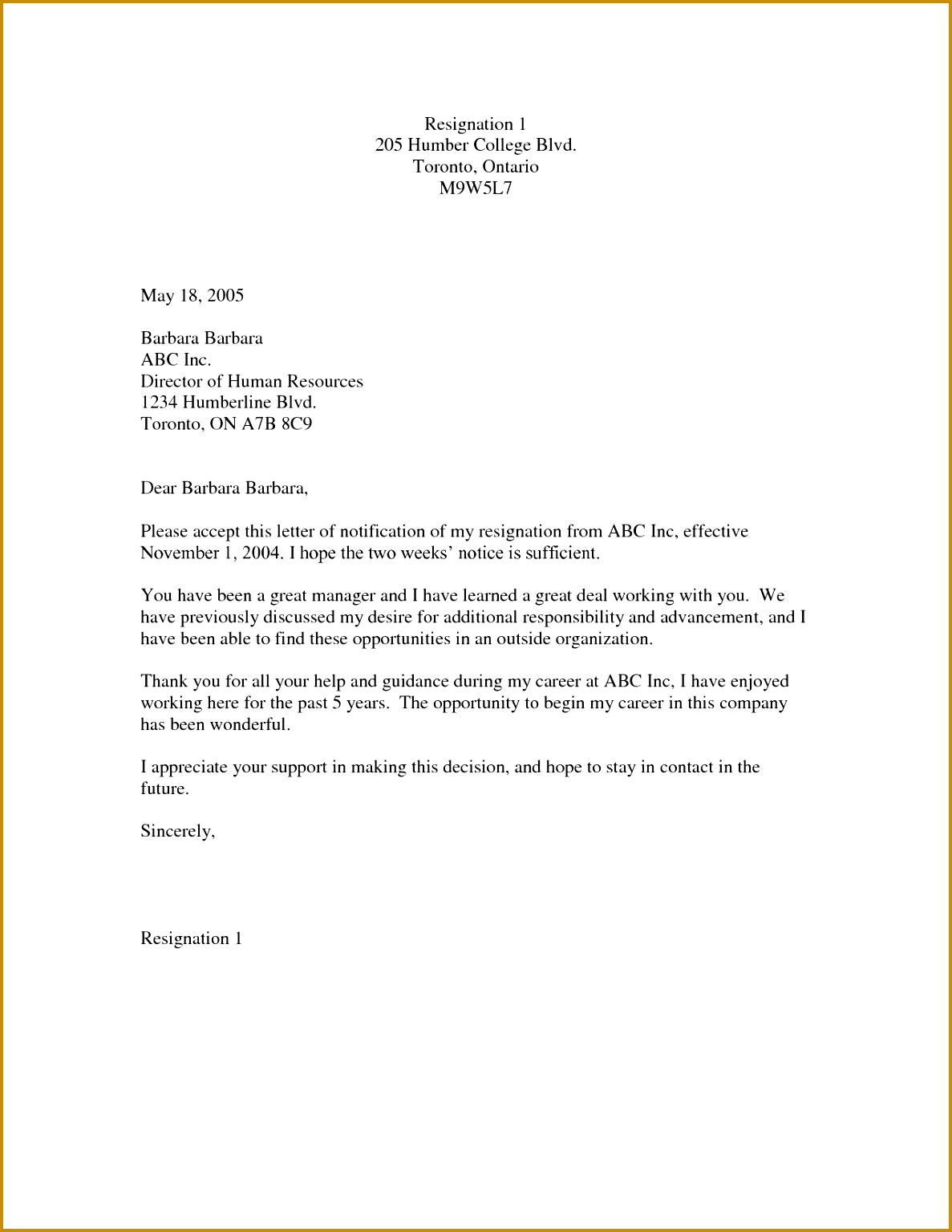6 Resignation Letter Due to Relocation Sample | FabTemplatez