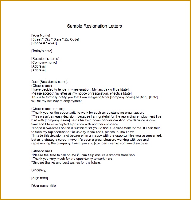 Resignation Letter Samples Template Top Form Templates ifchc sample resignation letter 675643