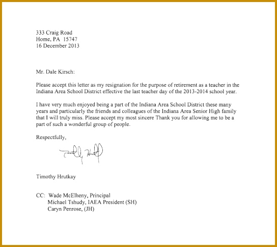 Gallery of Teacher Resignation Letters srtoq teacher resignation letter template 14 free sample 485544