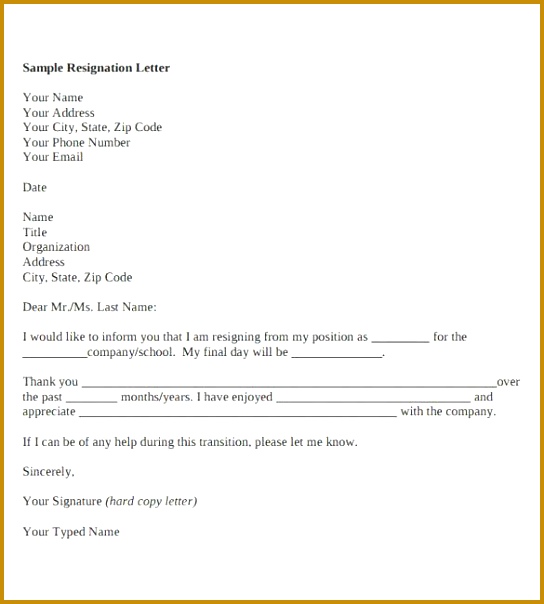 sample of a resignation letter from a job monpence hgdw6 sample of a resignation letter from a job resignation letter template 544604