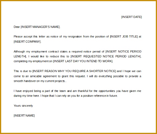 Collection Solutions 18 Notice Period Letter Templates Free Sample Example Format Magnificent Resignation Letter 465544