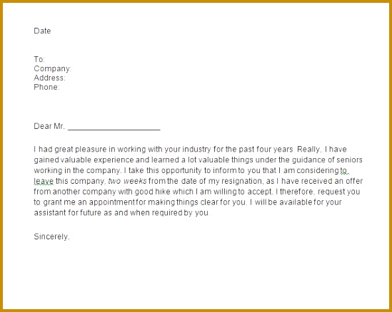 Printable Two weeks notice 40 438549