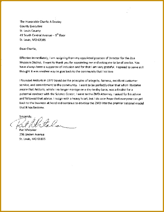 sample of resignation letter 745576