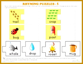 Help your kindergartner build her spelling and phonics skills with these printable rhyming puzzle worksheets 279215