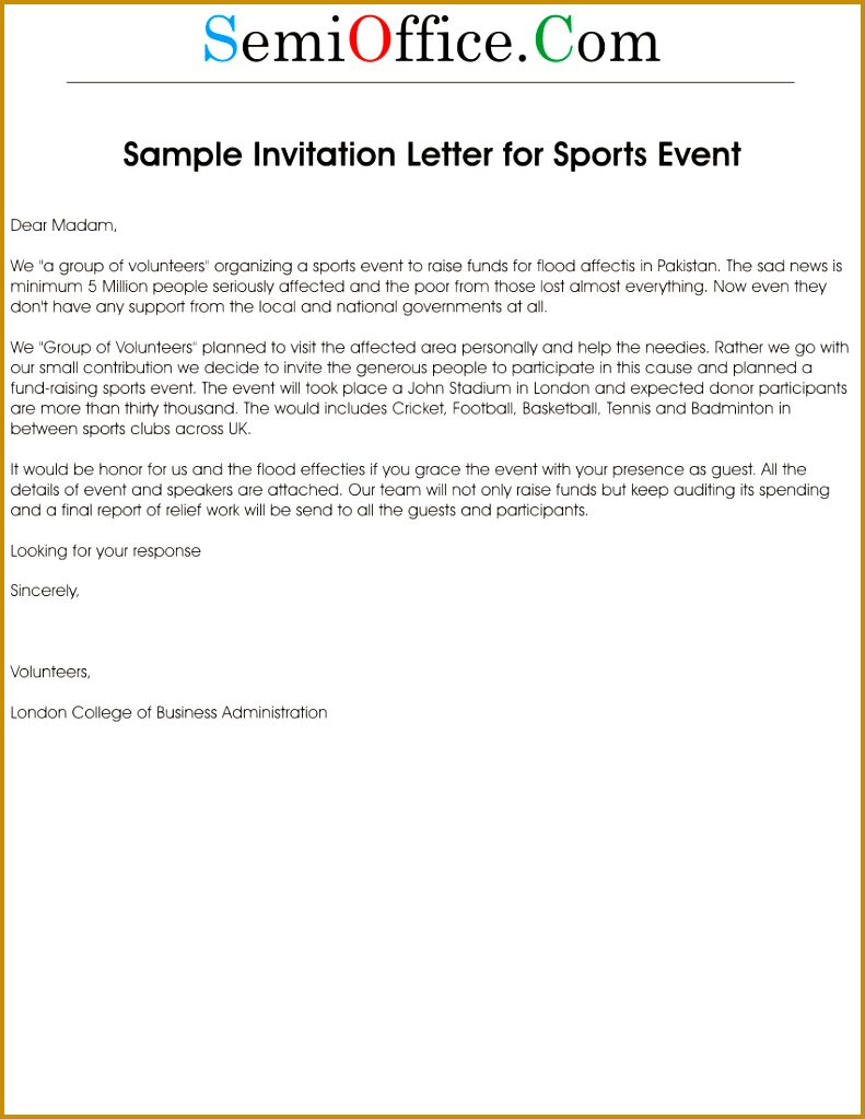 Letter of Invitation to Sports Event 1023791