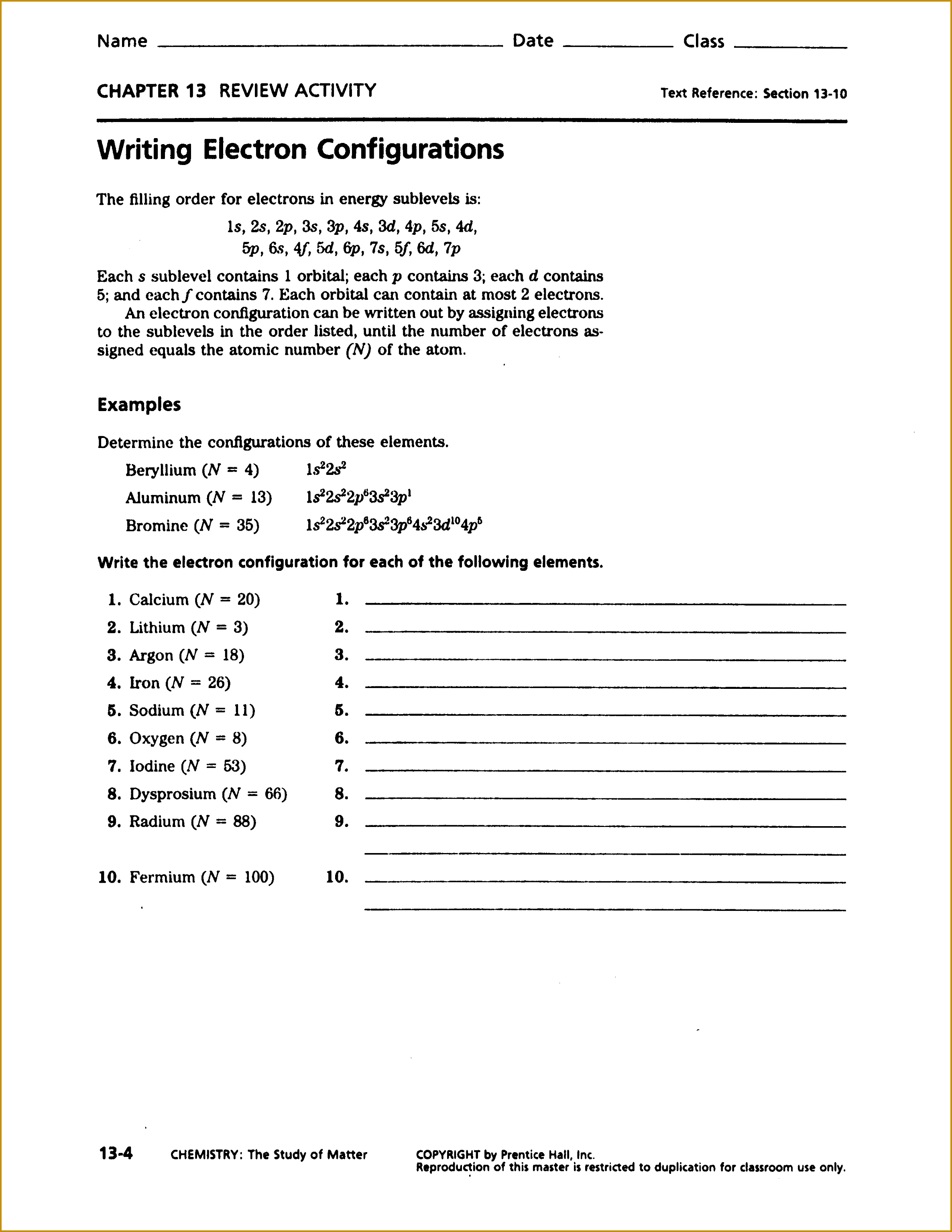 Electron Configuration Worksheet Answers Part A Worksheets for 30692372