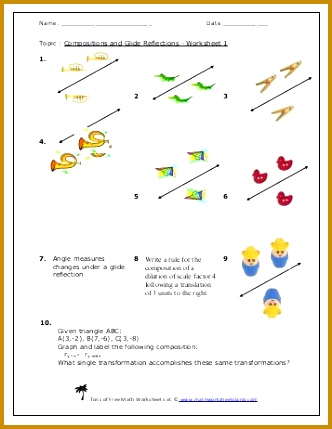 positions and Glide Reflections Worksheet Five Pack Math 429332