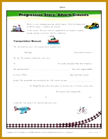 Progressive Story Adverb Clauses Worksheet This story needs your student to add the missing adverb 283219