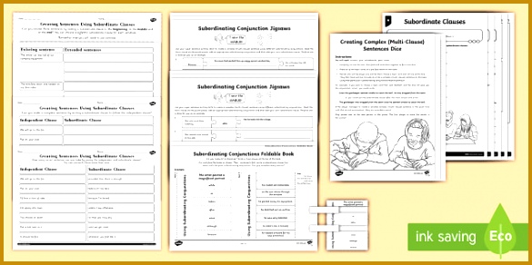 Main and Subordinate Clause Activity Sheet Resource Pack 292585