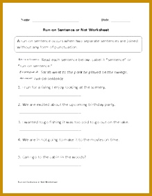 This run on sentences worksheet directs the student to read each sentence and tell whether it is a run on sentence or not 283219