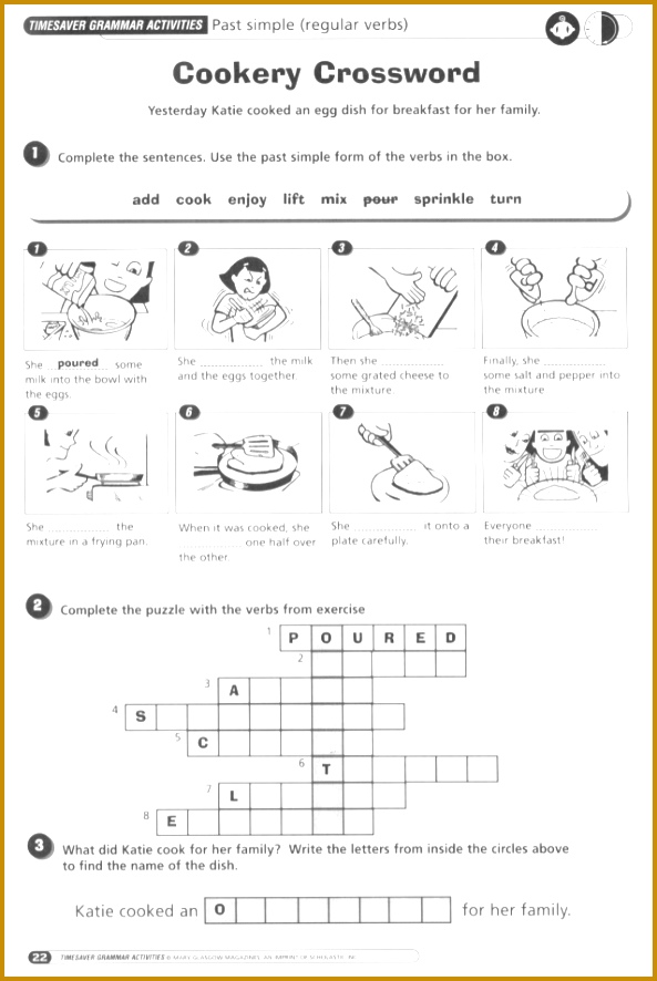 T MESAVERGRAMMARACT VIT ESPast simple regular verbs Cookery Crossword Yesterday Katie 886593