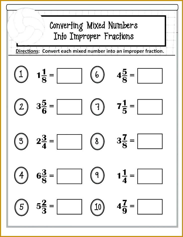 Mixed And Improper Fractions Worksheets Kindergarten Convert Fraction Cool Worksheet Number Numbers With Pictu 952735