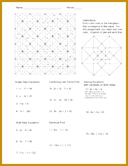 Solving Equations Color Worksheet 325251