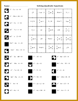 Solving Quadratic Equations Color Worksheet 325251