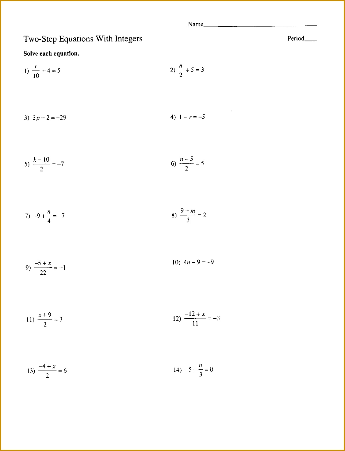 worksheet Solve e Step Equations Worksheets Two Linear Solving Multi Worksheet Doc 15471185
