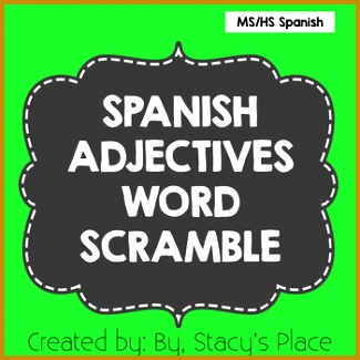 Spanish Adjectives Word Scramble 325325
