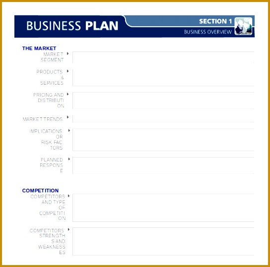 Blank Business Plan Template Download in Word Format 539544