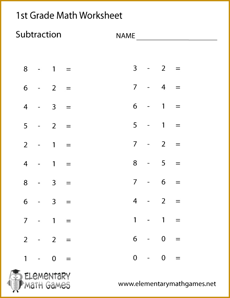 1st grade subtraction worksheet printable 962744