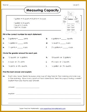 Printable Capacity Worksheets Advanced 298384