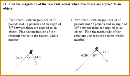 Trigonometry · Vector Worksheet pdf with key Focuses on resultant vectors 25 problems 262446