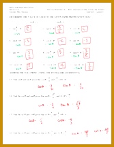 Trig Identities WS 2 ANS Key NORTH HUNTERDON HIGH SCHOOL PRECALCULUS I TEACHER MRS PARZIALE PRACTICE WORKSHEET 2 – BASIC IDENTITIES OF SINE COSINE 216167