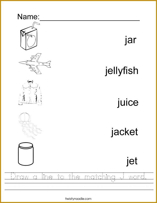 Letter J Worksheets Twisty Noodle 823637