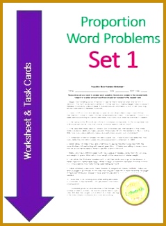 Proportion Word Problems Set 1 worksheet and task cards 325239