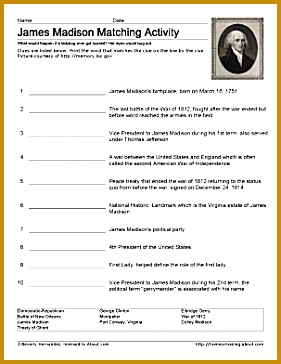 James Madison Vocabulary Worksheet 364281