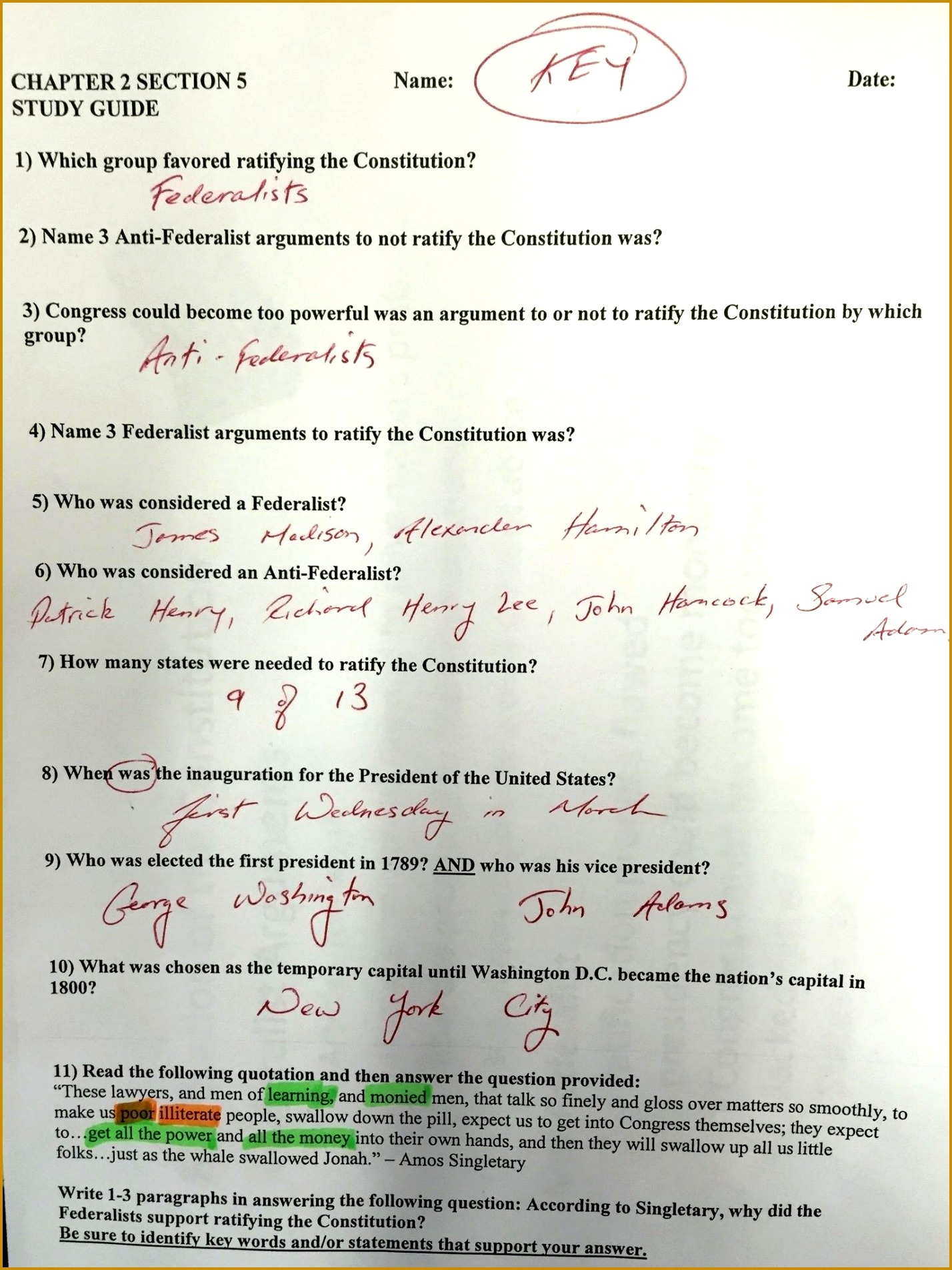 worksheet United States Constitution Worksheets 2 5 Study Guide Answers Worksheet 48a 19041428